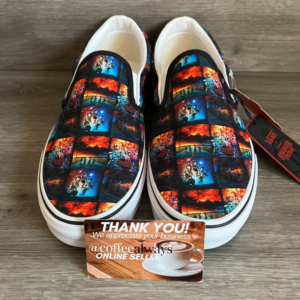 Vans Stranger Things Customs Classic Slip-On Shoes Size 10.5 Men's NWOB